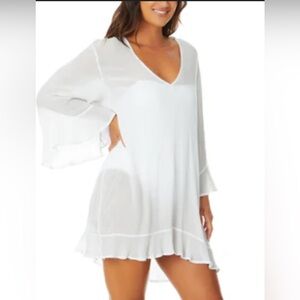 NORDSTROM Anne Cole White Cover Up  Flowy Sleeves.100% Rayon Ptp 30”